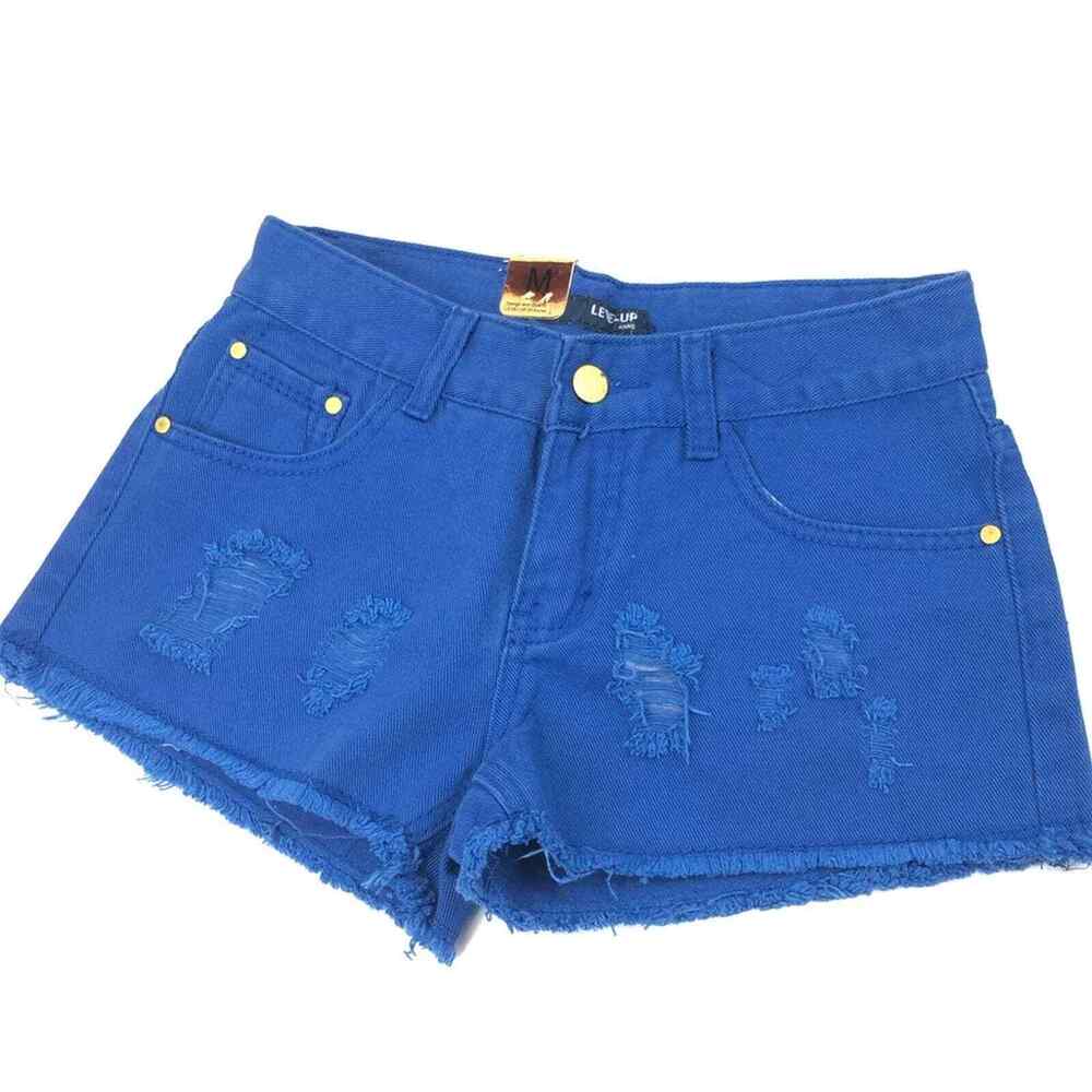 Levelup of Korea Kang Blue Distressed Shorts bootie shorts Frayed 5 pocket XS